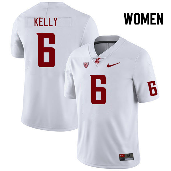 Women #6 Josh Kelly Washington State Cougars College Football Jerseys Stitched Sale-White